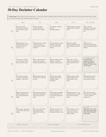 30-Day Declutter Calendar preview